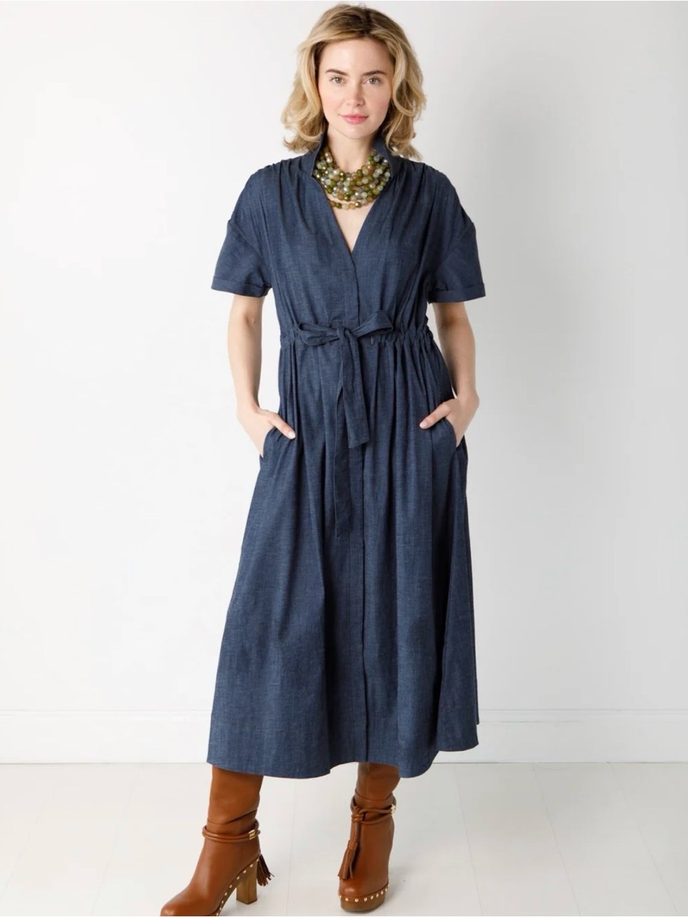 NWT Holly Shae Bria Cotton Denim Midi Dress